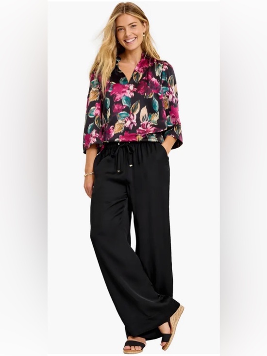Tommy Bahama Pants - NWT [Tommy Bahama] Black Tencel Satin Drawstring Wide-Leg Pants Women’s XL